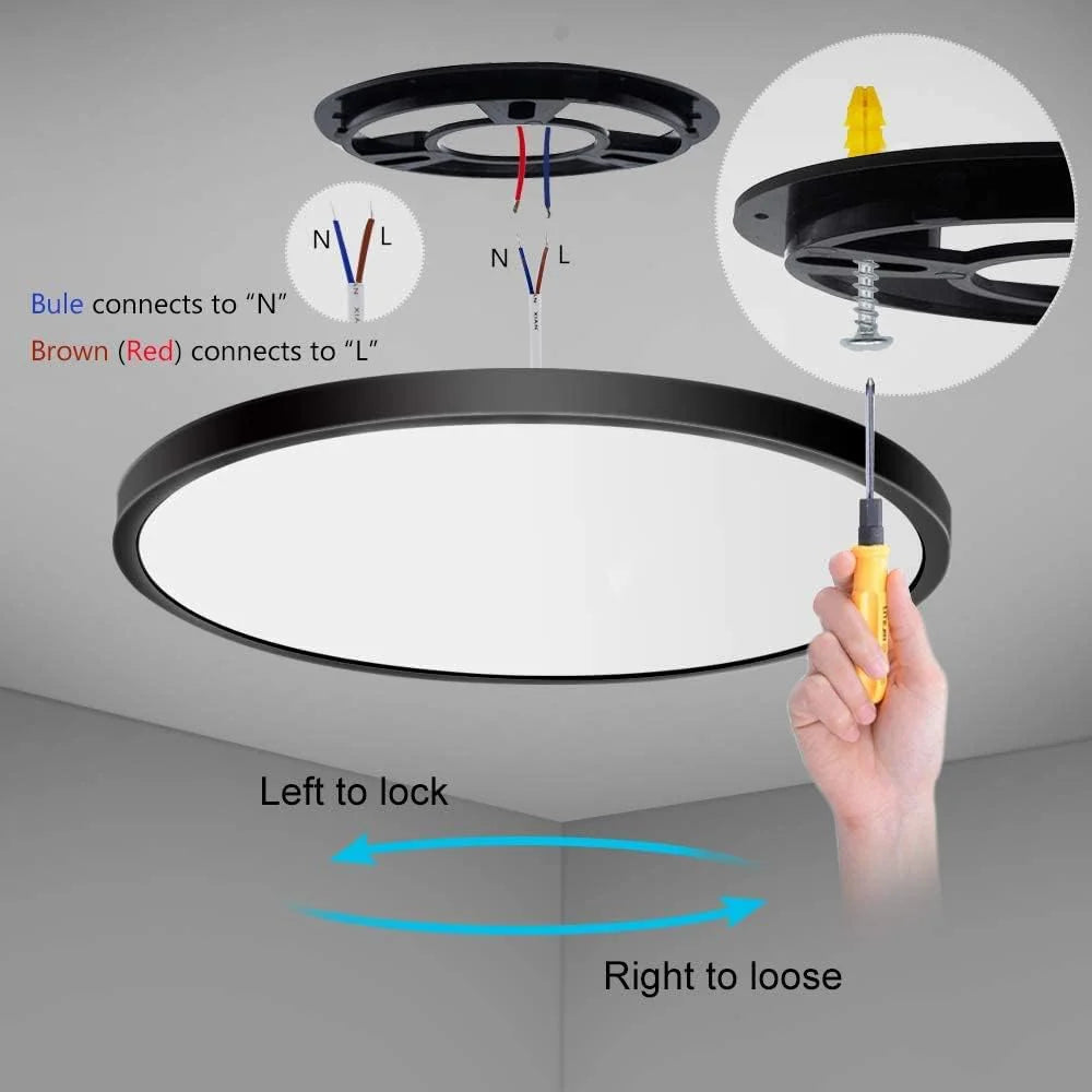 15.7 Inch 32W White /Black /Gold Round Ceiling Light – AC 110–130V  | 3000K / 4500K / 5000K / 6500K | Flush Mount Ceiling Light for Modern Home Lighting | 1-Pack – Local Stock (US)