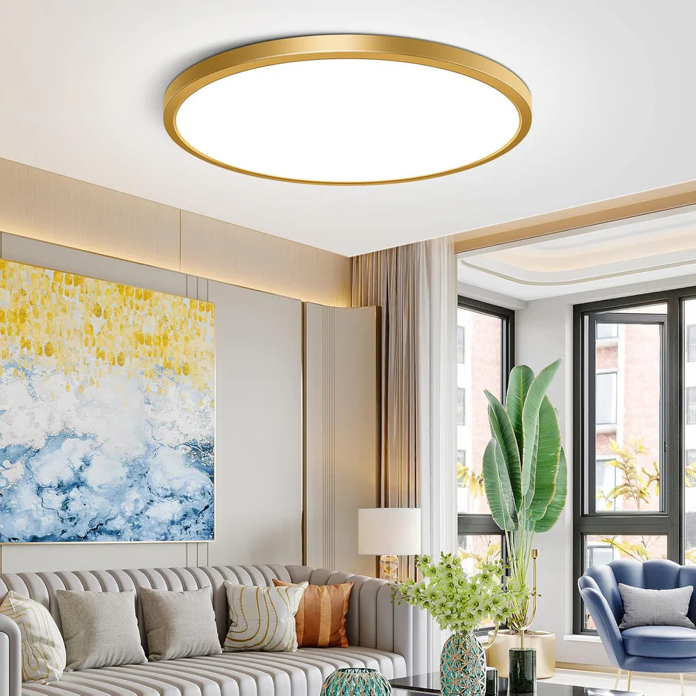 9 Inch 18W White / Gold  Round Ceiling Light – AC 110–130V | 3000K / 4500K / 5000K / 6500K | Flush Mount Ceiling Light for Modern Home Lighting | 1-Pack – Local Stock (US)