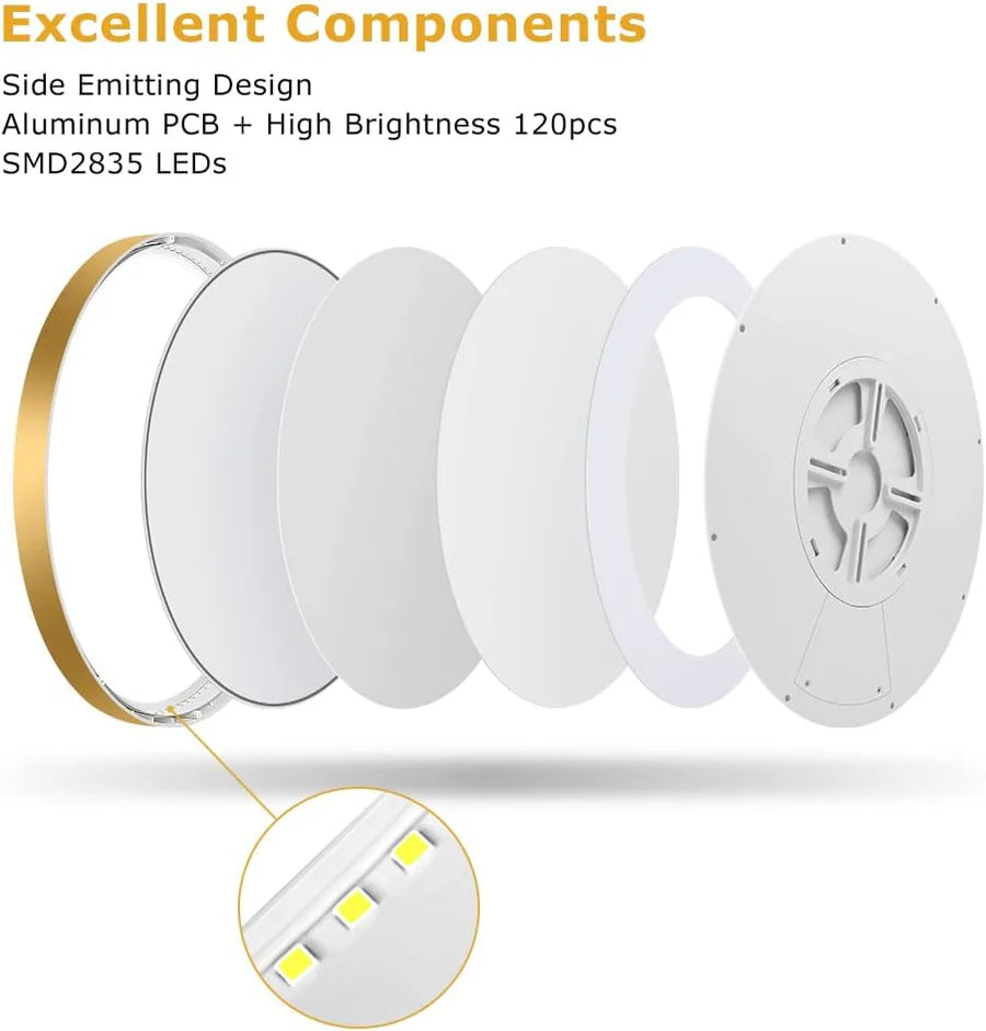 15.7 Inch 32W White /Black /Gold Round Ceiling Light – AC 110–130V  | 3000K / 4500K / 5000K / 6500K | Flush Mount Ceiling Light for Modern Home Lighting | 1-Pack – Local Stock (US)