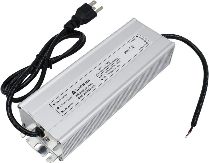 12V Waterproof LED Power Supply, 30W–300W Outdoor LED Driver, 90–265V AC Input, Single or Dual Wire Output, CE/RoHS/FCC Certified, US / UK / EU Plug &amp; Wire Lead Options