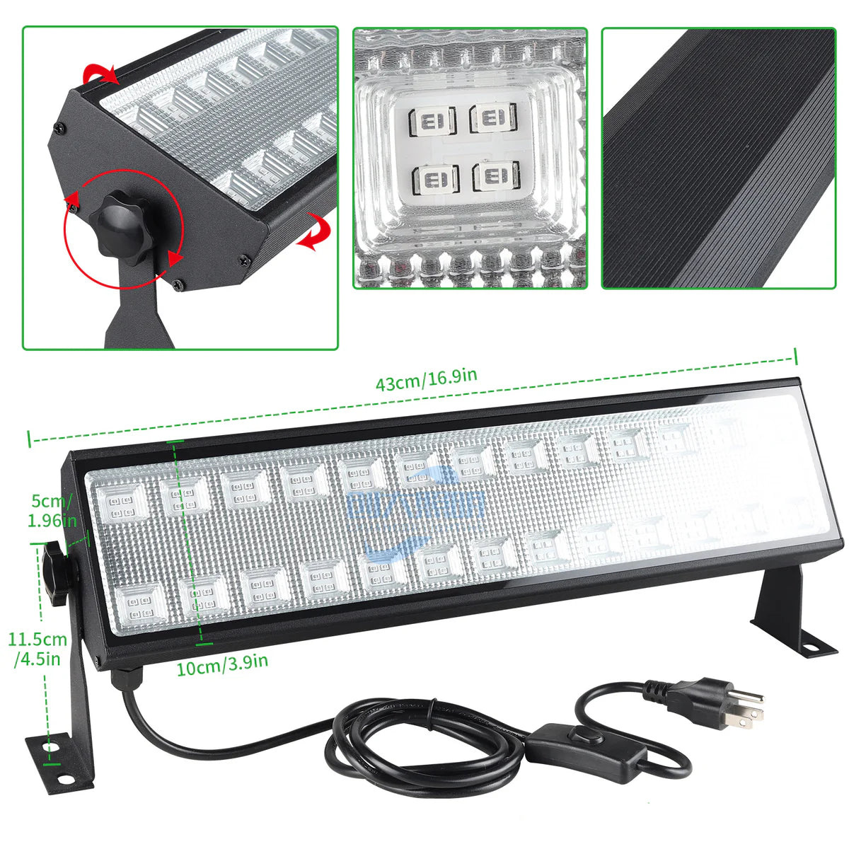 LightingWill 100W UV LED Wall Washer Light – AC85-265V | 395–400nm Black Light | Plug-in with On/Off Switch | Fluorescent Effect for Stage, Party & Event Lighting | 1 / 2-Pack