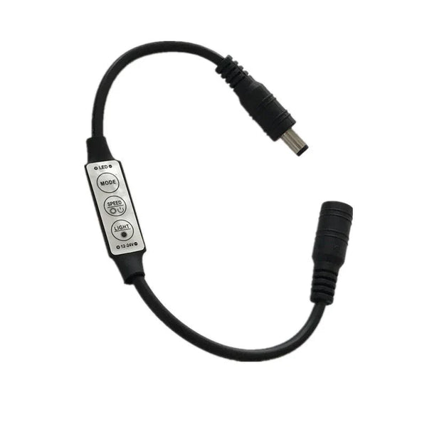 LightingWill LED Strip Mini Dimmer DC12V-24V 12A Push Button Inline LED Controller for LED Strips