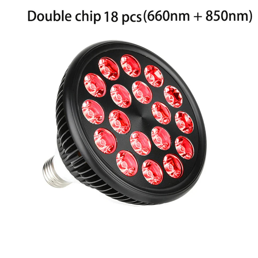 54W PAR38 Infrared Therapy LED Bulb – Dual Chip Red 660nm & Near Infrared 850nm | E26 / E27 Base | With / Without Desktop Clamp | Plug-In Design | for Skin Care & Muscle / Joint Relief | US / EU Plug
