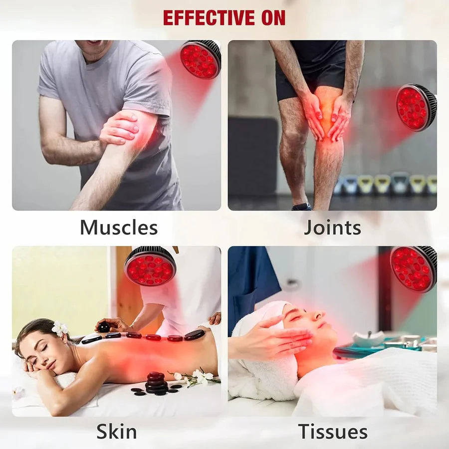 54W PAR38 Infrared Therapy LED Bulb – Dual Chip Red 660nm & Near Infrared 850nm | E26 / E27 Base | With / Without Desktop Clamp | Plug-In Design | for Skin Care & Muscle / Joint Relief | US / EU Plug