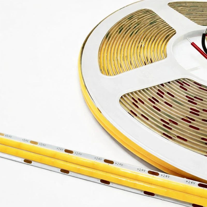 COB Flexible LED Strip Light 12V/24V 320/480LEDs/M, 8mm Flexible Dot-Free LED Tape, CRI90+ Non-Waterproof, 3000K / 4000K / 6500K / Red / Blue / Green / Pink / Yellow for Cabinet Kitchen Lighting, 5M/10M Pack