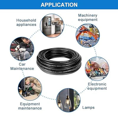 14 AWG Electrical Wire, Stranded Tinned Copper Cable, 6/7/8 Conductor Multi-Core, Black/White PVC Power Extension Cord, Flexible Control Cable — 3m–50m (10ft–165ft) Options