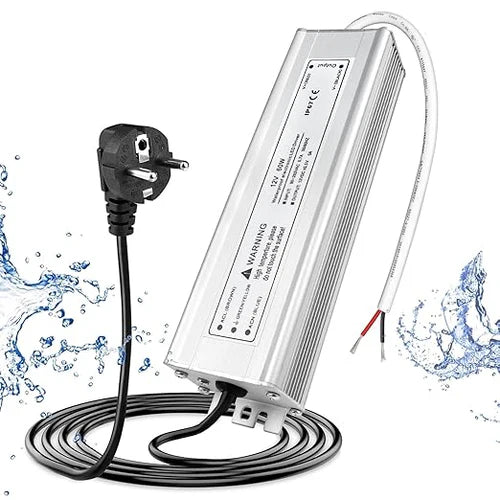 60W 12V/24V/36V/48V Waterproof LED Power Supply, 90-265V Input, Single Output, Aluminum Housing, Outdoor LED Lighting Driver, CE/RoHS/FCC Certified, US/UK/EU Plug