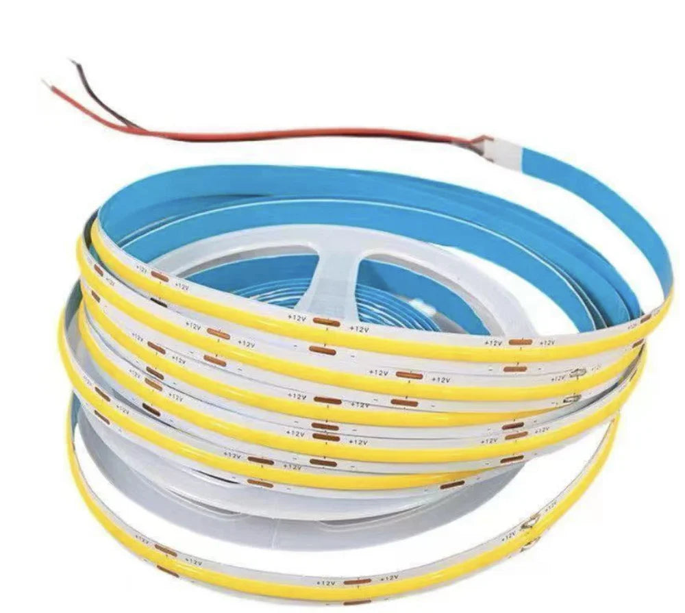 COB LED Strip Light 12V/24V 320/480LEDs/M, 8mm Flexible Dot-Free LED Tape, CRI90+ Non-Waterproof, 3000K/4000K/6500K for Cabinet Kitchen Lighting, 5M/10M Pack