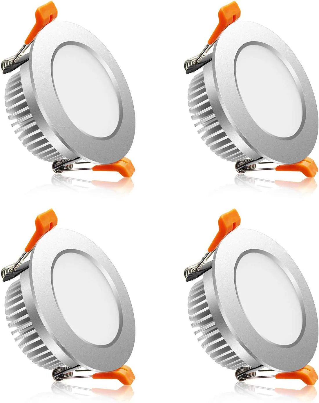 ECO-1 Series Frosted LED Downlight – Silver Housing – TRIAC Dimmable – 3W/5W – 4-Pack – 2700K–6000K – 100–130V
