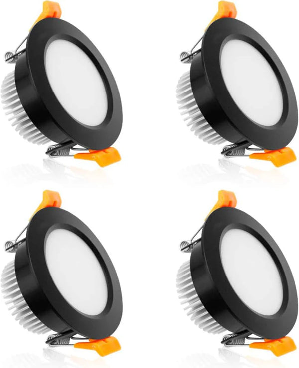 3W/5W/7W/9W Recessed LED Downlight Black Housing, TRIAC Dimmable, 2700K–6000K, 100–130V / 200–240V, 4/8/10/12/20/32 Pack for Bedroom & Living Room Lighting
