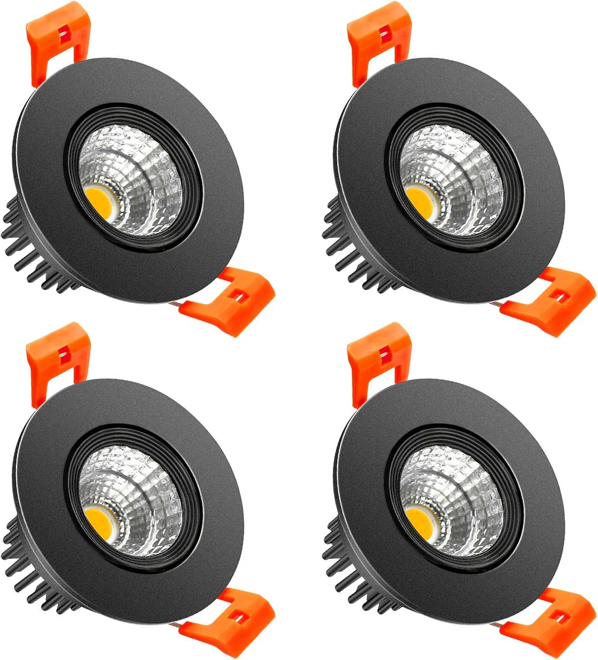 ECO-2 Series Adjustable COB LED Recessed Downlight – Black Housing – TRIAC Dimmable – 3W – 4-Pack/6-Pack/10-Pack – 3000K–6000K – 100–130V / 200–240V
