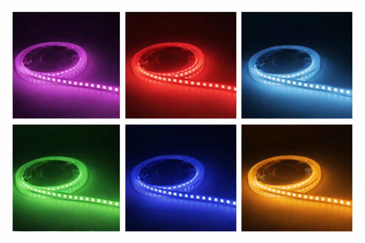 SMD5050 Single Color LED Strip Light | 5M | DC 12V | 60 LEDs/m | 10mm PCB | High Brightness Low Voltage LED Tape | IP00 / IP67 | Red / Green / Blue / Yellow / Pink