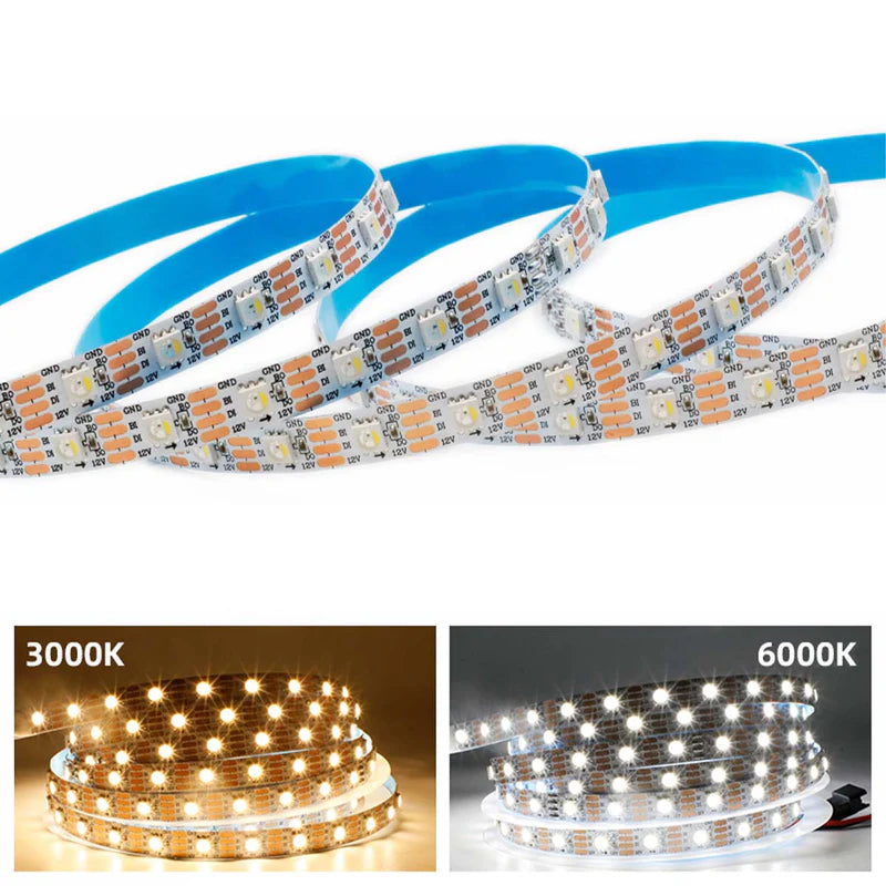 LightingWill WS2815 RGBWIC LED Strip Light DC12V RGB 6000K 4 in 1 SMD5050 Individually Addressable Breakpoint Resume 30 60 96 LEDs/m IP00 IP65 IP67 LED Strip for Party Decoration DIY Lighting 5M 50M