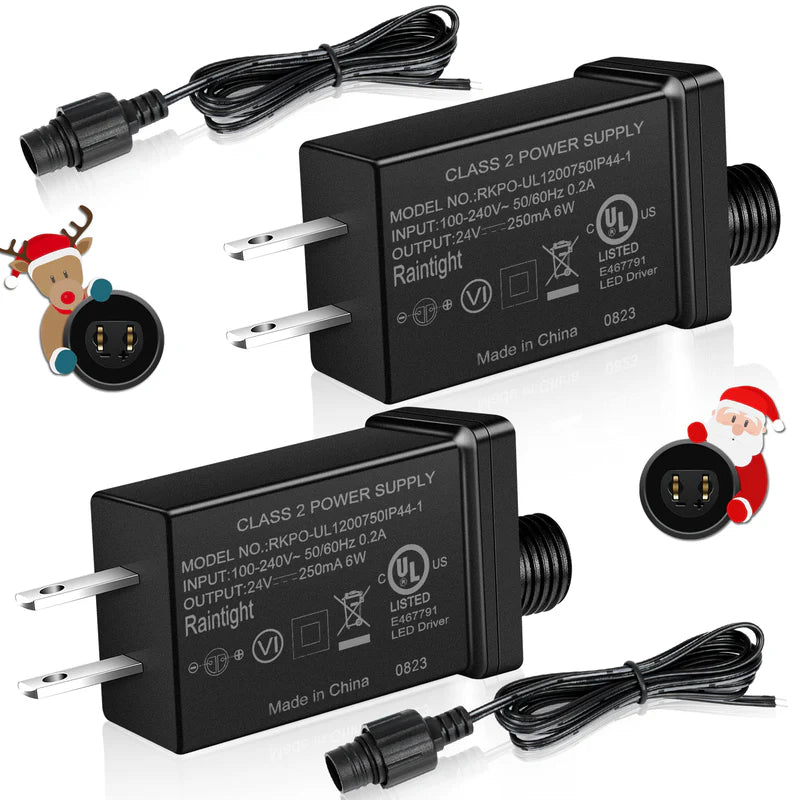LightingWill IP44 Class 2 Power Supply AC 100–240V to DC 4.5V/12V/24V/30V Waterproof Outdoor LED Driver Adapter Transformer, US Plug for Inflatable Decorations, String Lights, Christmas Trees