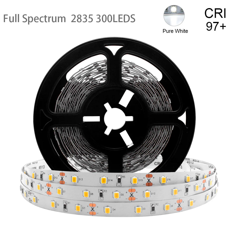 LightingWill 16.4FT 5Meter SMD2835 300LED 12V 30W True Color CRI95+ Full Spectrum LED Strip Light