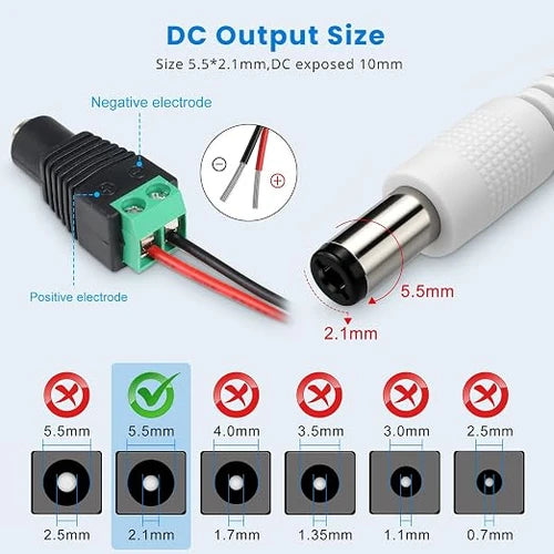 DC 24V Plug-in LED Adapter with On/Off Switch, 72W, US Plug, White Housing, 100–240V AC Input - Power Supply for High Power LED Strip Lights and Home Lighting