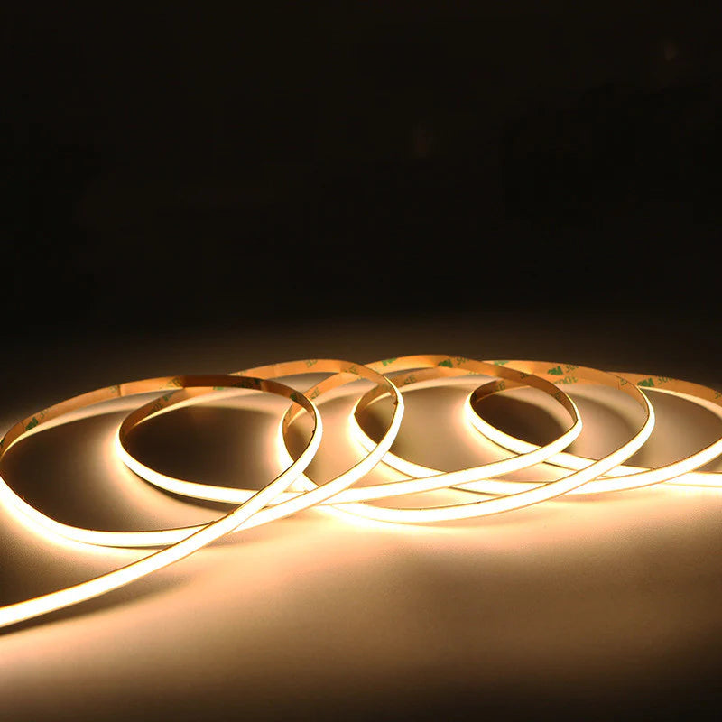 COB LED Strip Light 12V/24V 400LEDs/M, 5mm Flexible Dot-Free LED Tape, CRI90+ Non-Waterproof, 3000K / 4000K / 6500K / Red / Blue / Green / Pink / Yellow for Cabinet Kitchen Lighting, 5M/10M Pack