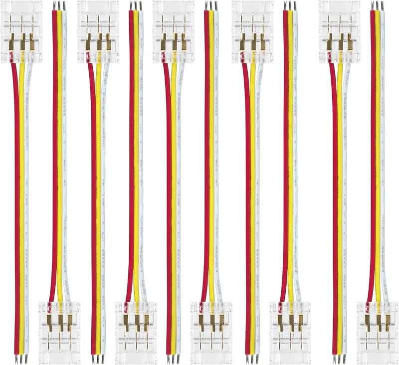 LightingWill LED Strip Connector 10mm 3Pin Transparent Solderless Clips, LED Light Strip Connector Strip to Wire Strip to Strip DC Adapter Connector for RGB IC Strip, Bulk 500pcs MOQ Factory Direct