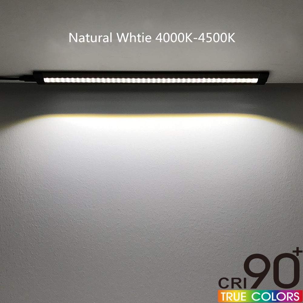 LightingWill 12V 5W 13 Inch Under Cabinet Light 1/2/3 Pack, Knob Dimmer LED Cabinet Light, Warm / Natural White, Adhesive Mount Slim Design for Kitchen and Closet, Black Finish