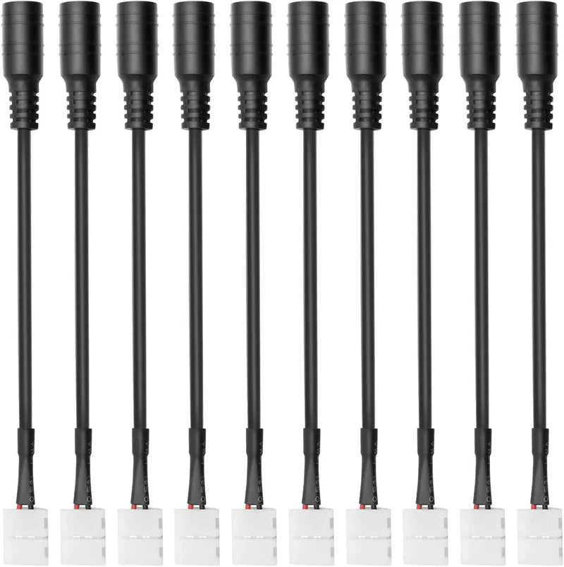 LightingWill LED Strip Connector Kit 10mm 2Pin Solderless Assortment, LED Light Strip Connector Kit Strip to Wire Strip to Strip L T DC Plug Set, Local Stock US UK