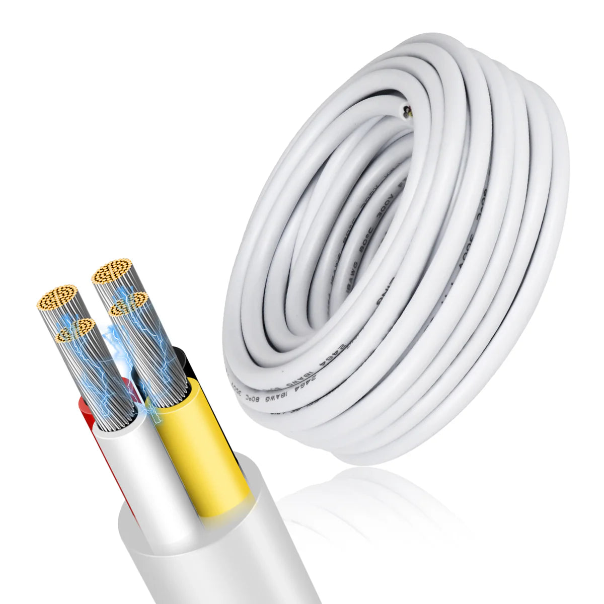 14 AWG Electrical Wire, Stranded Tinned Copper Cable, 2/3/4/5 Conductor Multi-Core, Black/White PVC Extension Cord, Flexible Control Wire — 3m–50m (10ft–165ft) Options