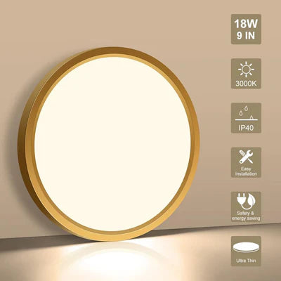 12 Inch 24W White / Gold  Round Ceiling Light – AC 110–130V | 3000K / 4500K / 5000K / 6500K | Flush Mount Ceiling Light for Modern Home Lighting | 1-Pack – Local Stock (US)