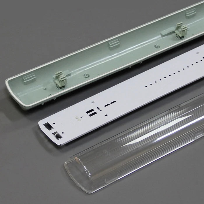 TP Series 2ft LED Tri-Proof Light, 2-Tube Included Waterproof Dustproof LED Fixture Stripe Clear Cover 3000K/4000K/5000K AC 90–240V Non-Dimmable 4-Pack