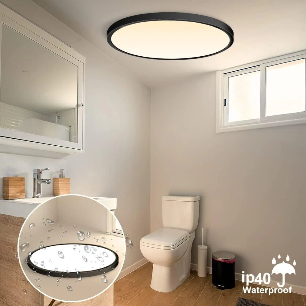 AC 220–240V Round Black LED Ceiling Light, 12W / 18W / 24W / 32W Options 3000K / 4500K / 5000K / 6500K Flush Mount Ceiling Light Local Stock (UK/DE)