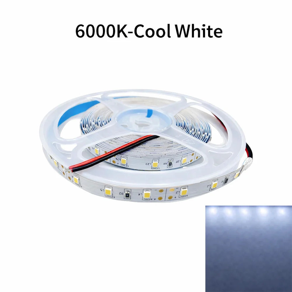 DC24V SMD2835 Single Color LED Strip Light | 5M | 60 LEDs/m | 8mm PCB | 0.2W per LED | High Brightness | IP00 / IP67 | Warm White / Natural White / Cool White / Blue | for Mirror, Kitchen Cabinet, Bedroom