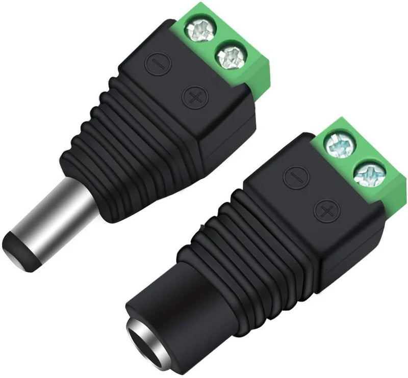 LightingWill DC Power Jack Adapter 2.1x5.5mm Barrel Connector, LED Strip Power Adapter Male Female Male+Female Plug Connector, Bulk 500pcs MOQ Factory Direct