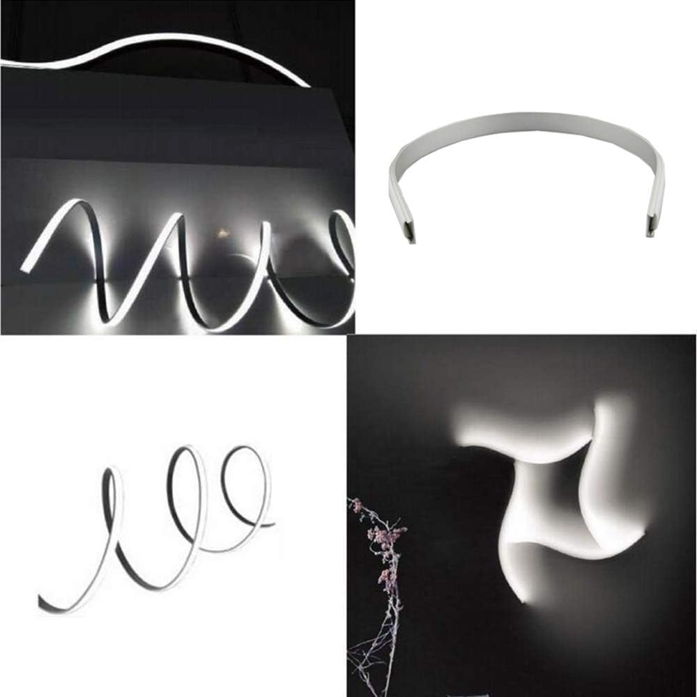 6 Pack Bendable LED Aluminum Channel System,Silver Color,U Shape, 3.3ft/1M, with Milk White Cover,Mounting Clips and End Caps, Aluminum Profile for LED Strip Light Installation