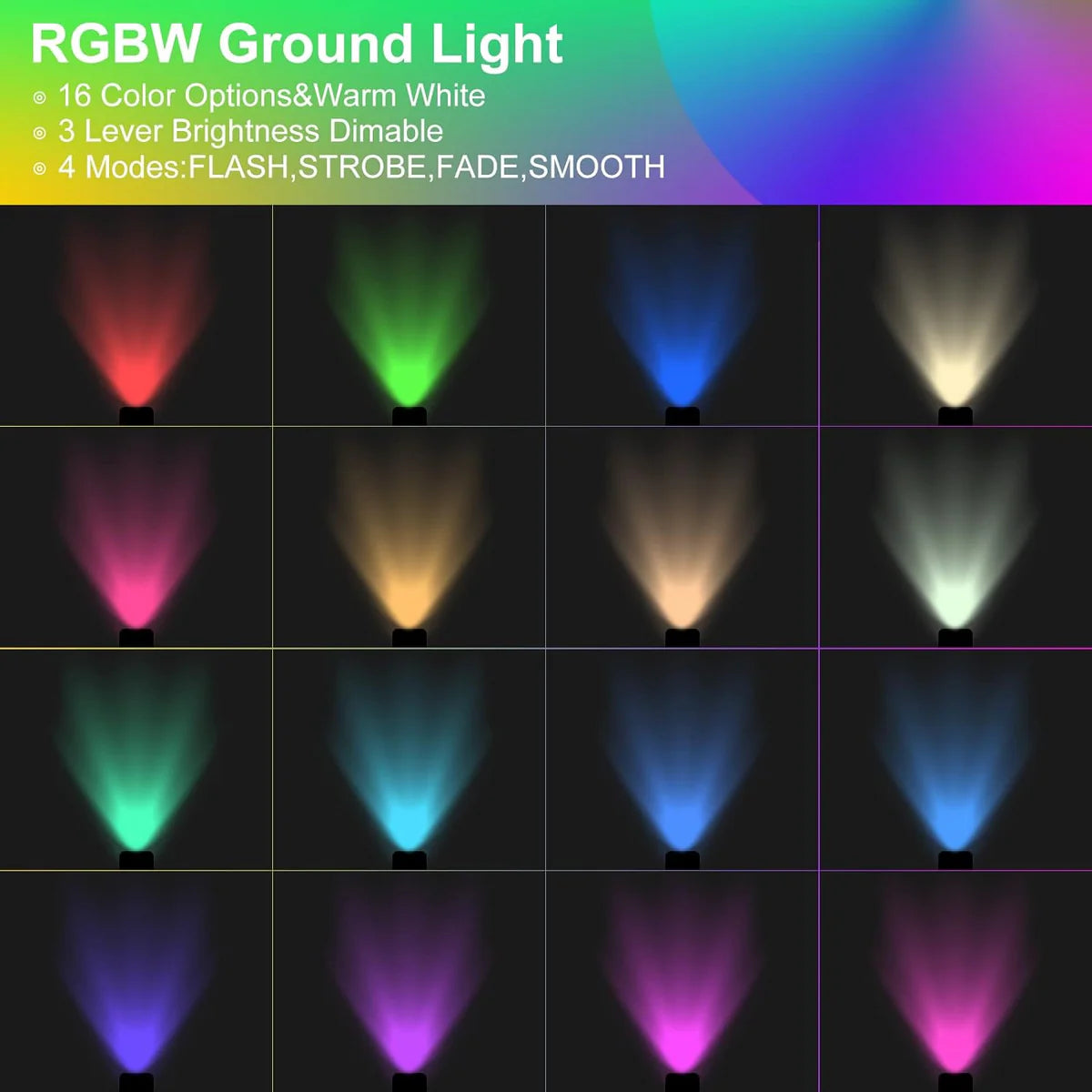 LightingWill 5W Low Voltage RGBWW Inground LED Well Lights – DC 12V–24V | 6 / 8-Pack | RGB + 3000K Warm White | IP65 Waterproof | Outdoor Landscape & Ground Lighting for Garden, Yard & Driveway
