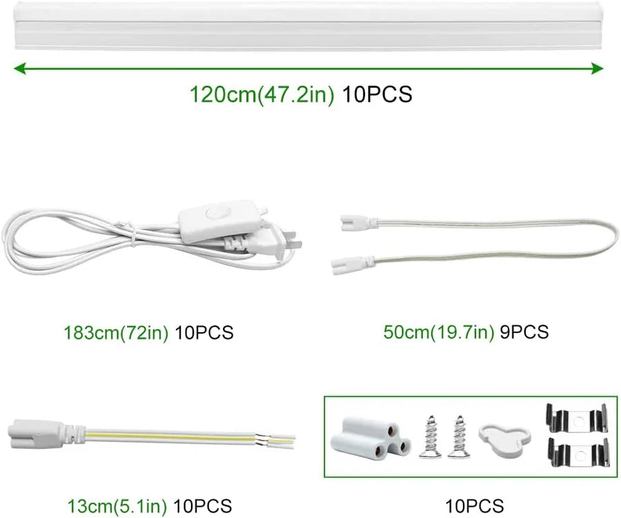 IT Series 4FT T5 LED Shop Light, Integrated Fixture 20W Warm/Natural/Daylight White Linkable Utility LED Tube Light for Garage, Basement, Workshop & Under Cabinet Ceiling Mount Corded Electric with On/Off Switch Non-Dimmable AC90–240V 4-Pack / 10-Pack