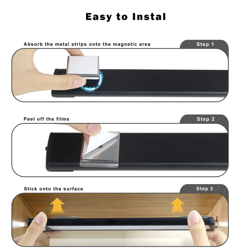 LightingWill Rechargeable Under Cabinet Light 2 Pack 10” / 12.7”, 3CCT 3000K/4000K/6000K LED Cabinet Light, Motion Sensor and Touch Dimming, Slim Magnetic Design, Black Finish