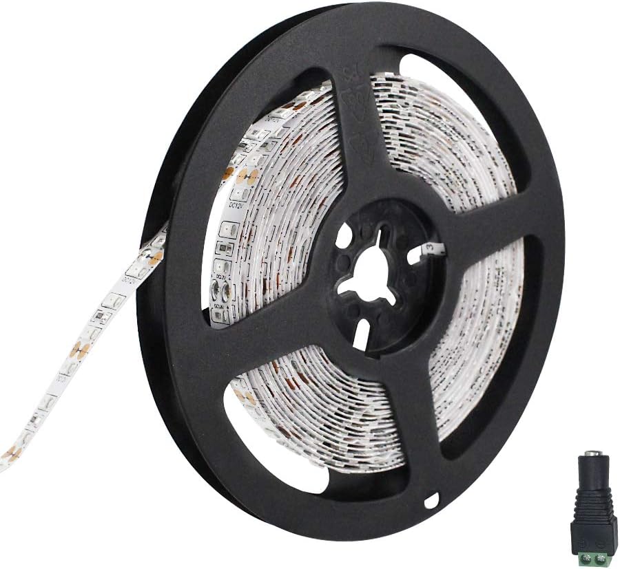 LightingWill DC12V 5Meter/16.4ft 48W SMD3528 600LEDs Infrared 940nm High Intensity 8mm Wide White PCB Flexible IR 940nm LED Strips 120LEDs 9.6W Per Meter, Non-Waterproof