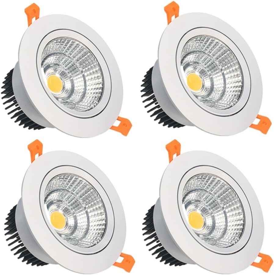 LightingWill LED Downlight 16W CRI80 Dimmable COB Directional Recessed Ceiling Light Cut-Out 4.5in (115mm) 60 Beam Angle 4000K-4500K Natural White 120W Halogen Bulbs Equivalent 4 Pack