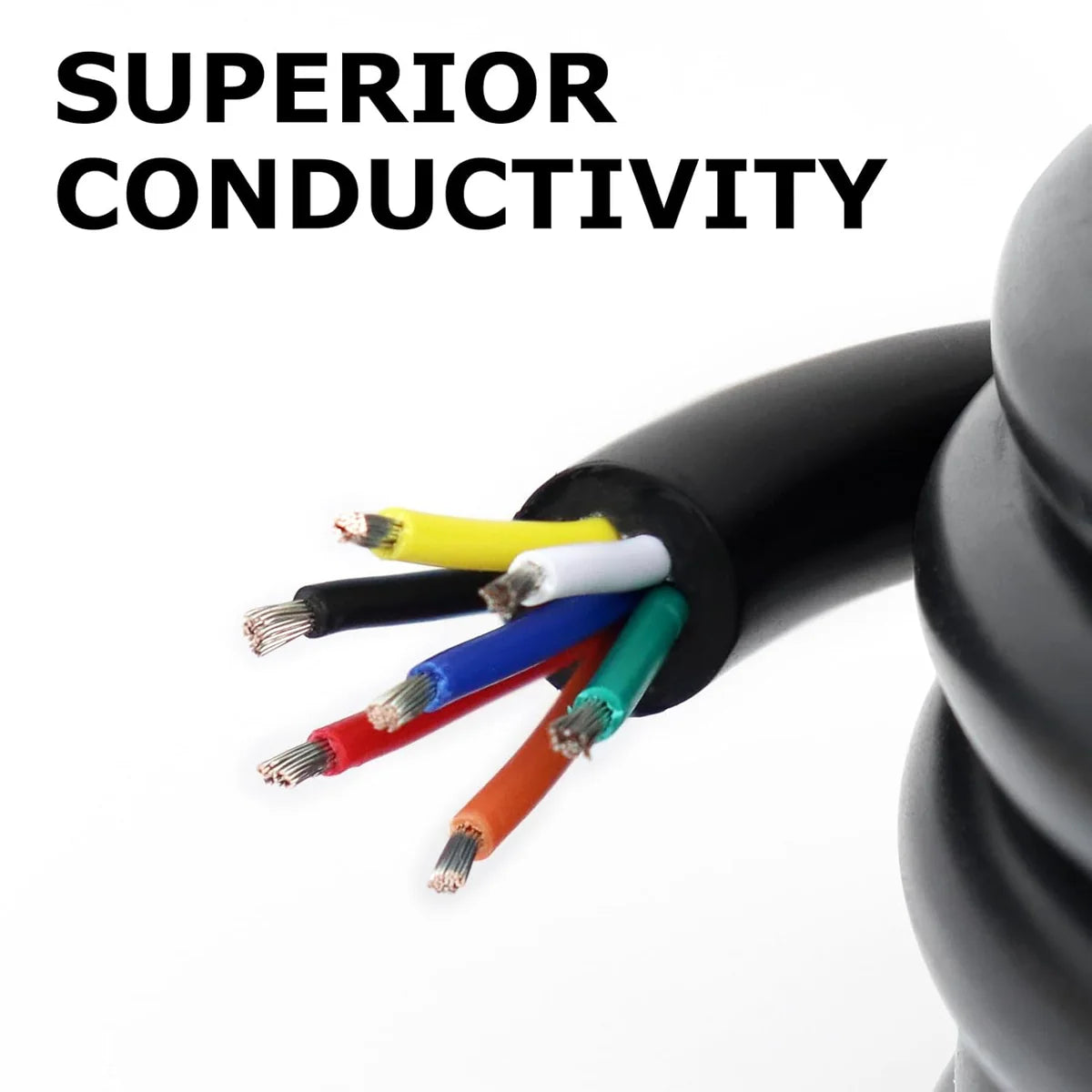 22 AWG Electrical Cable, Stranded Tinned Copper Multi-Conductor Wire, 6/7/8 Core, Black/White PVC Sheathed Flexible Control Wire — 3m–50m (10ft–165ft) Options