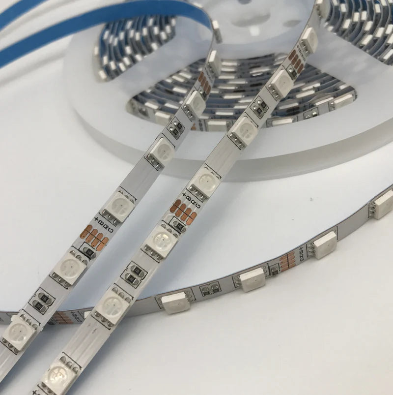 LightingWill 6MM Wide SMD5050 RGB LED Strip Light - DC12V | 60 LEDs/M | 6mm PCB | Non-Waterproof | 5/50M | for Mirror, Kitchen Cabinet, Bedroom