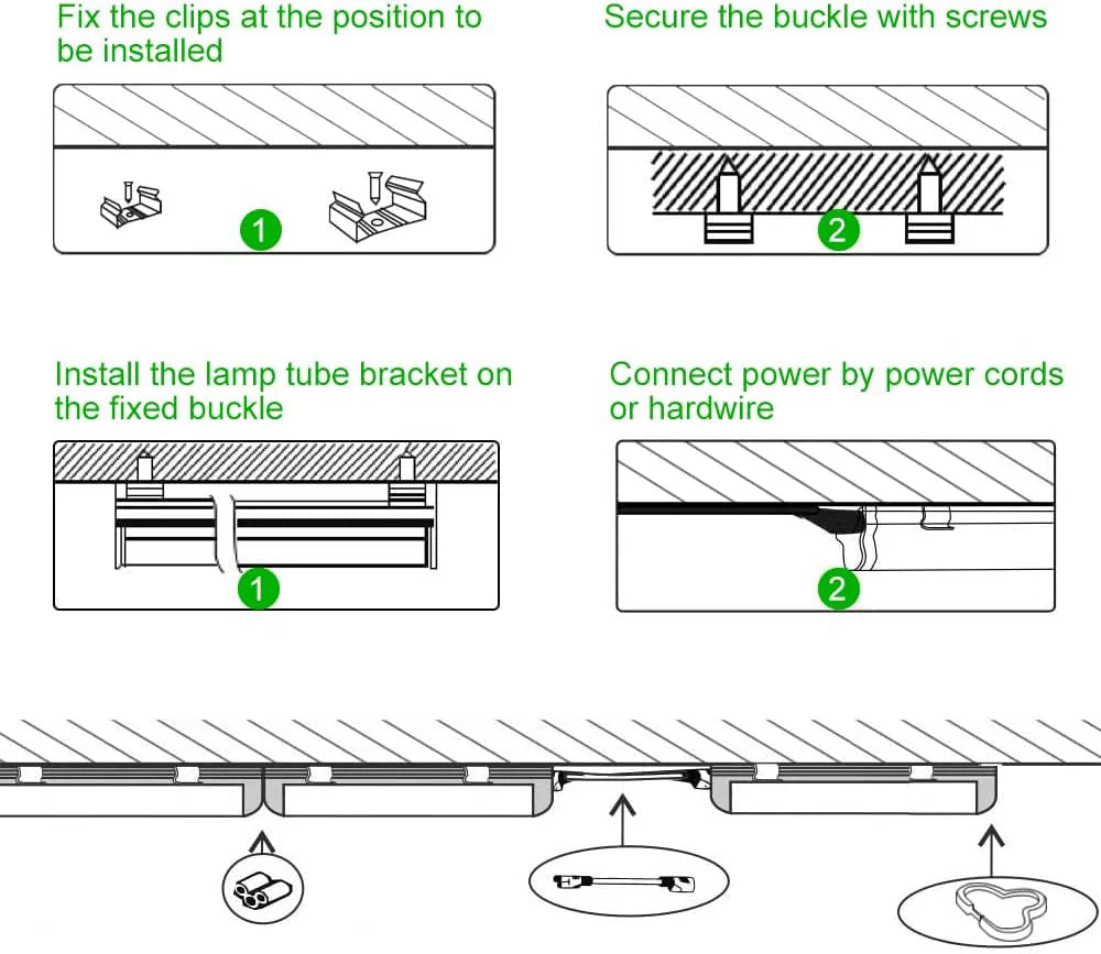 IT Series 3FT T5 LED Shop Light, Integrated Tube Fixture 15W Warm/Natural/Daylight White Linkable Utility Garage Ceiling Light & Under Cabinet Lighting Corded Electric with Built-in On/Off Switch Non-Dimmable AC90–240V 4-Pack / 10-Pack