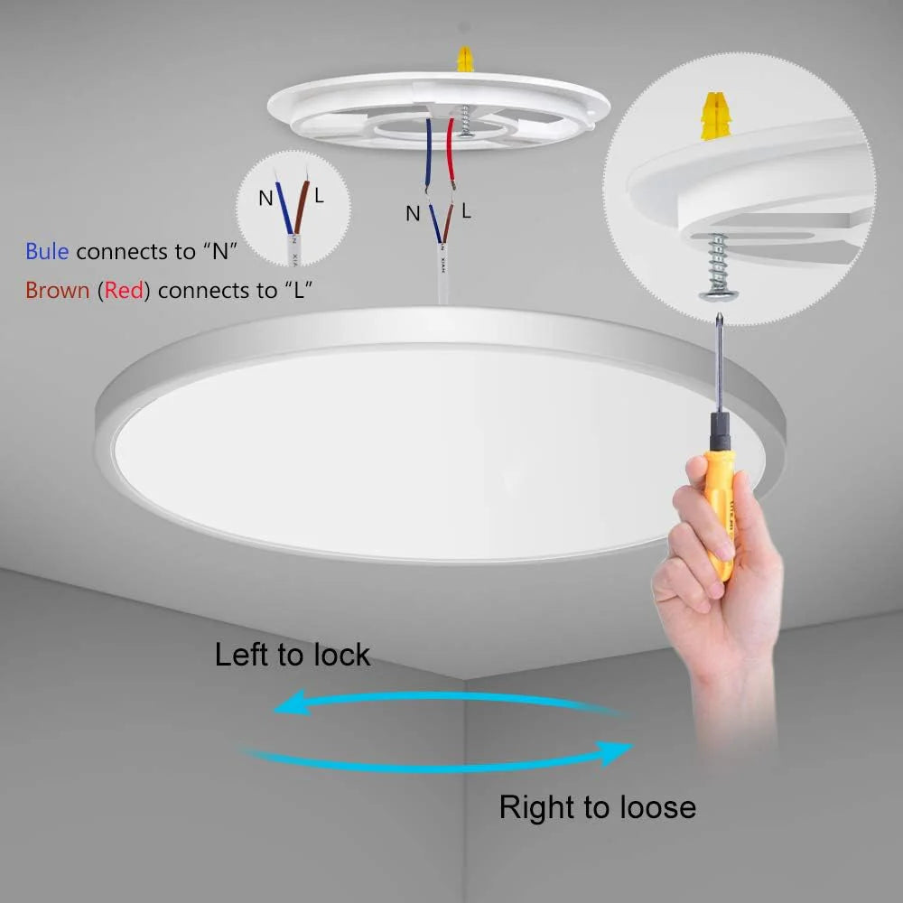 9 Inch Round 18W White LED Ceiling Light, 3000K / 4500K / 5000K / 6500K Flush Mount Ceiling Light Local Stock (US/UK/DE)