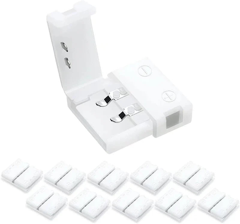 LightingWill LED Strip Connector Kit 10mm 2Pin Solderless Assortment, LED Light Strip Connector Kit Strip to Wire Strip to Strip L T DC Plug Set, Local Stock US UK