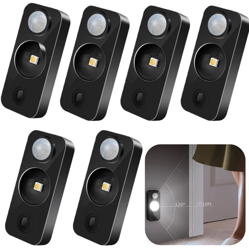 LightingWill Rechargeable LED Puck Closet Light 4/6/8 Pack, Motion Sensor Tap Switch Dimmable Cabinet Light, Warm / Daylight White, Black / White Finish, Easy Mounting for Closets and Cabinets