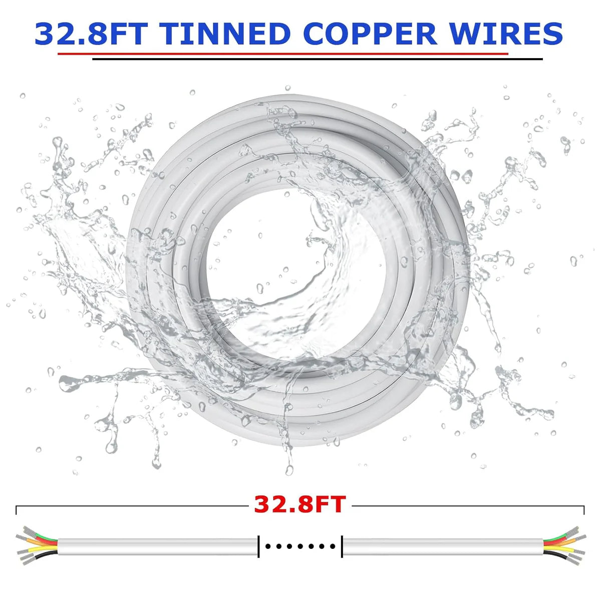 18 AWG Electrical Wire, Stranded Tinned Copper Multi-Core Cable, 6/7/8 Conductor, Black/White PVC Flexible Control Extension Cord — 3m–50m (10ft–165ft) Options