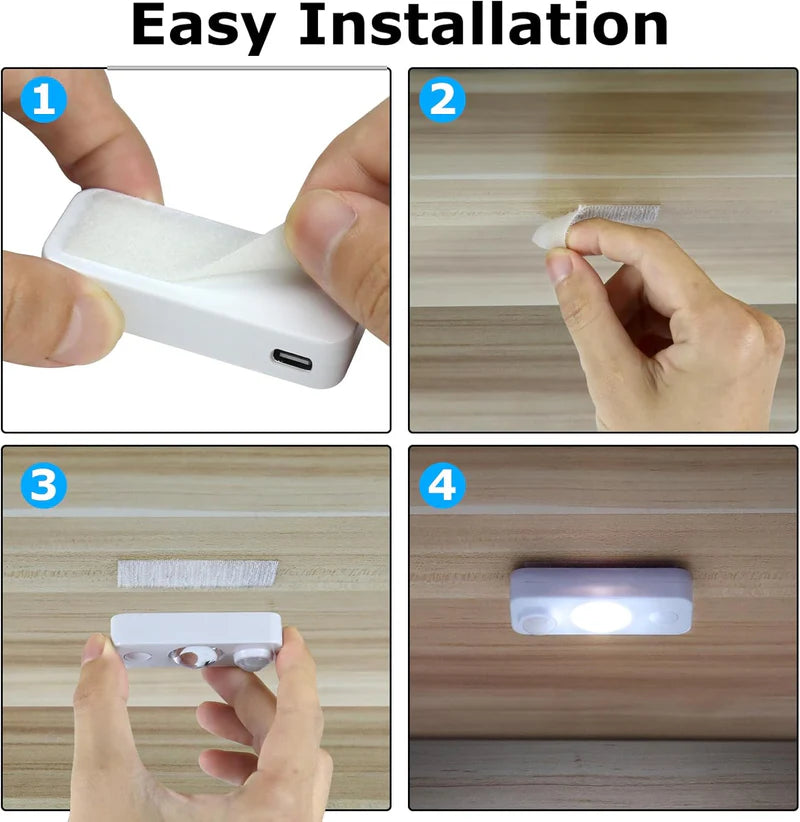 LightingWill Rechargeable LED Puck Closet Light 4/6/8 Pack, Motion Sensor Tap Switch Dimmable Cabinet Light, Warm / Daylight White, Black / White Finish, Easy Mounting for Closets and Cabinets