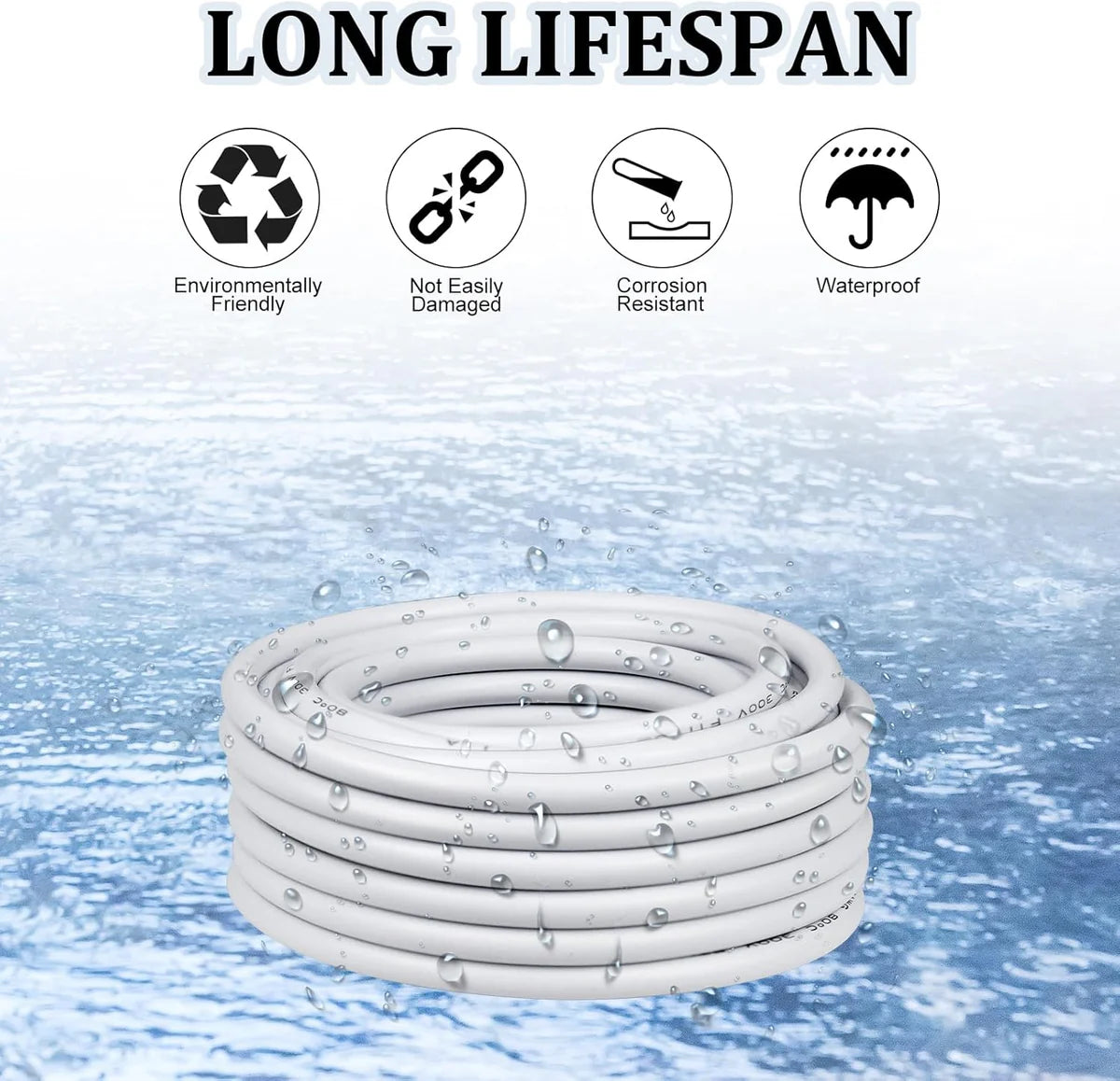 18 AWG Multi-Conductor Cable, Stranded Tinned Copper Wire, 2/3/4/5 Core, Black/White PVC Jacket Extension Cord for Electrical Installations — 3m–50m (10ft–165ft) Options