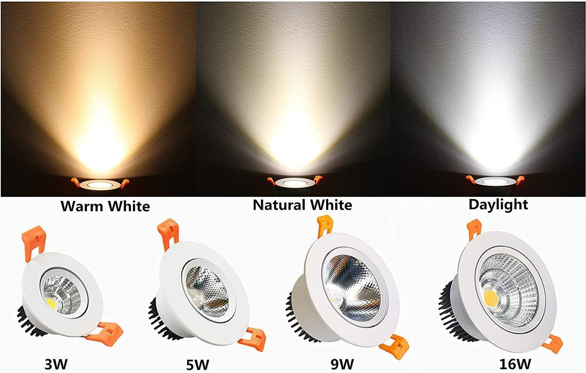 LightingWill 2inch LED Dimmable Downlight, 3W COB Recessed Ceiling Light, Daylight White 5500K-6000K, CRI80, 25W 220LM Halogen Bulbs Equivalent, White (1 Pack)