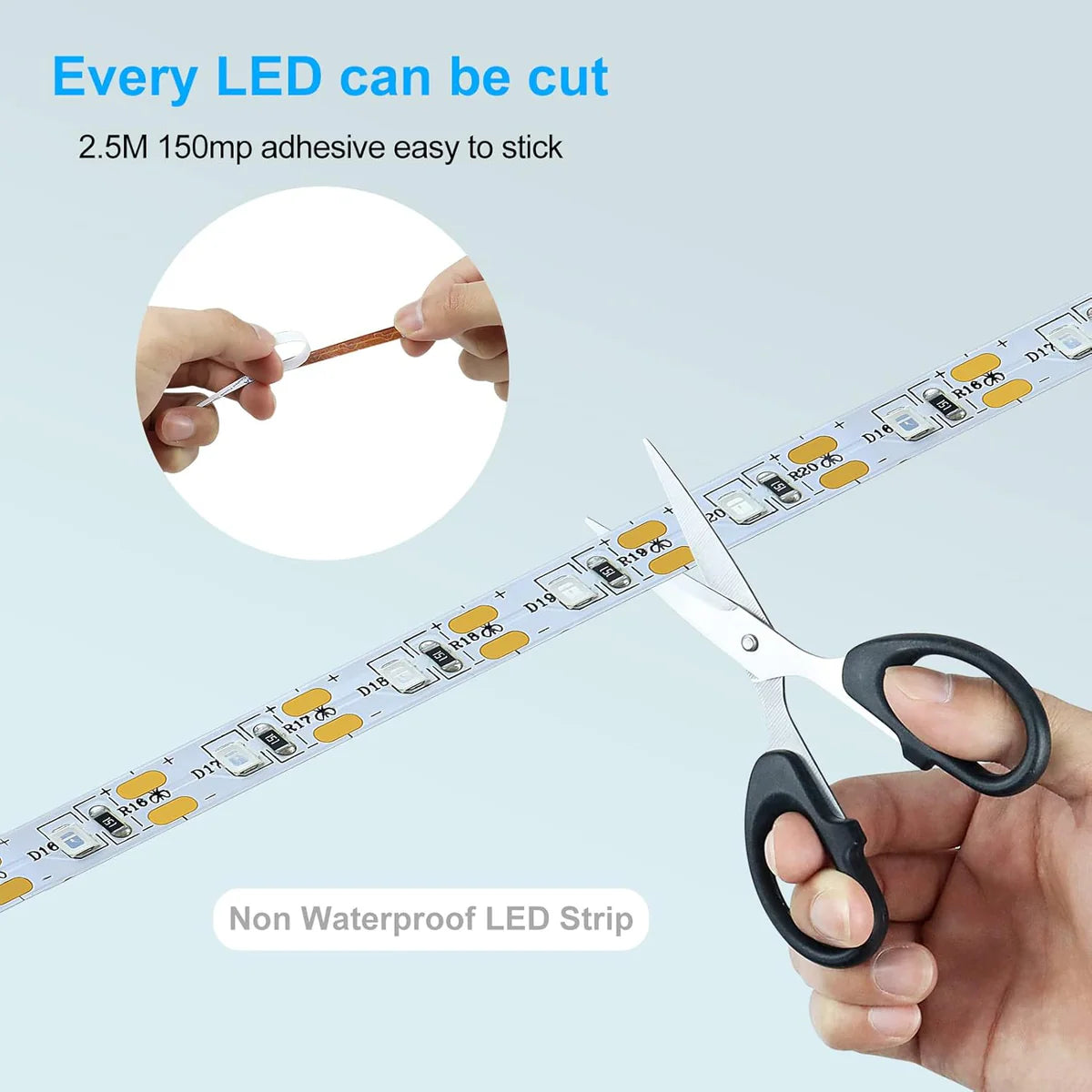 LightingWill 380–400nm SMD3528 UV LED Strip Light – 2.5M (8.2FT), USB Powered, Non-Waterproof (2 Pack)
