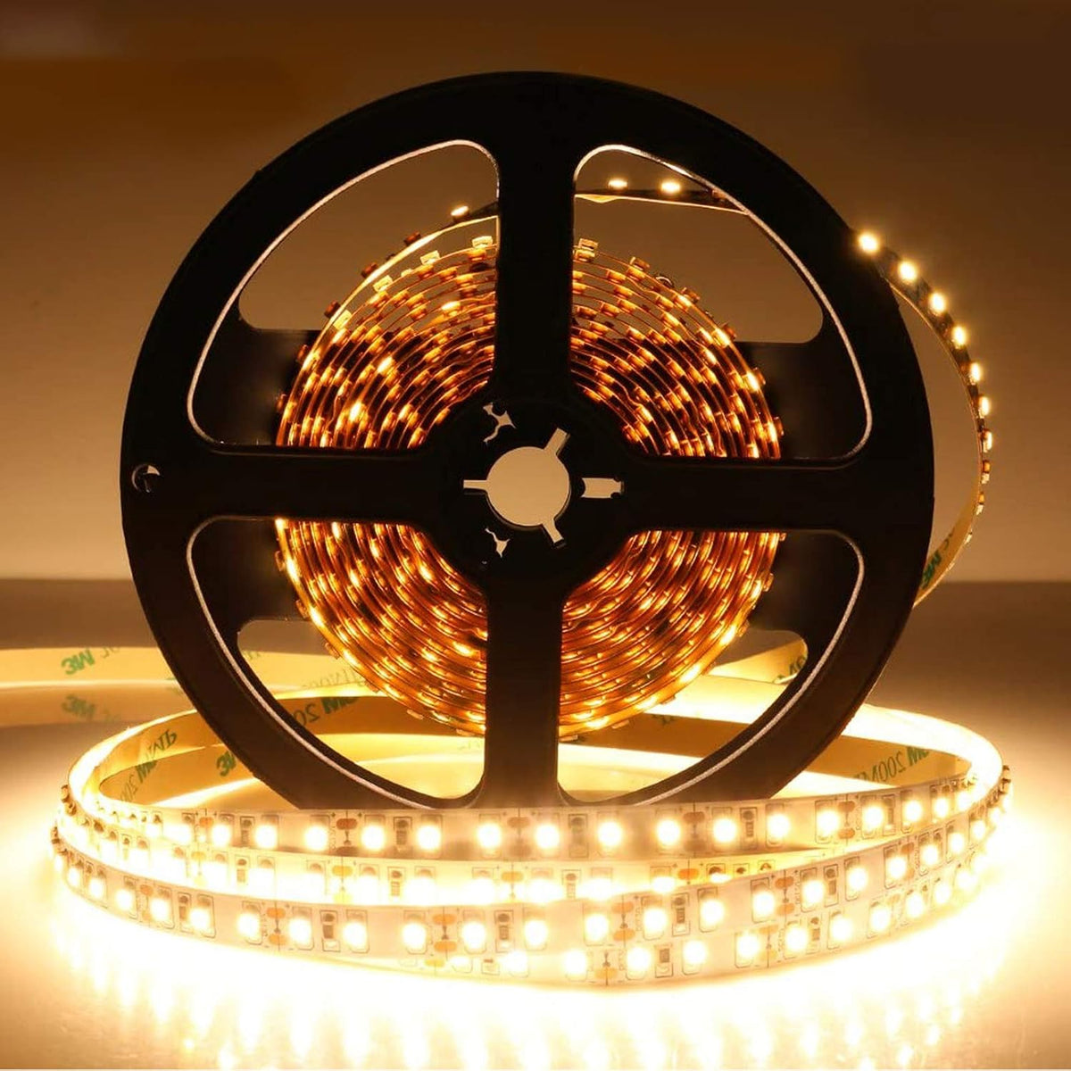 LightingWill LED Strip Light CRI90 SMD3528 16.4Ft(5M) 600LEDs Warm White 3000K-3500K 120LEDs/M DC12V 48W 9.6W/M 8mm White PCB Flexible Ribbon Strip with Adhesive Tape Non-Waterproof H3528WW600N