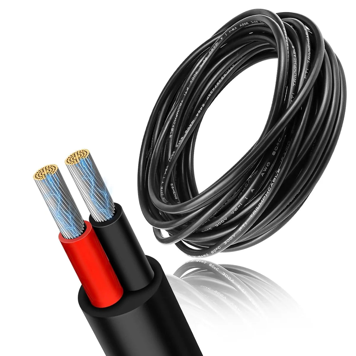 20 AWG Electrical Cable, Stranded Tinned Copper Wire, 2/3/4/5 Conductor, Black/White PVC Sheathed Flexible Extension Cord for DIY Wiring — 3m–50m (10ft–165ft) Options
