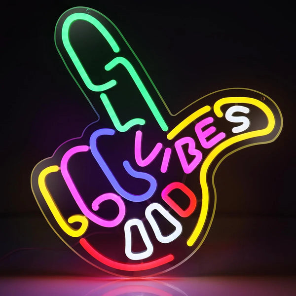 LED Neon Signs – Cool Hand Sign | 14×13 Inch | USB Neon Light for Wall Decor | Hanging | Ideal for Bedroom, Dorm, Lounge, Party